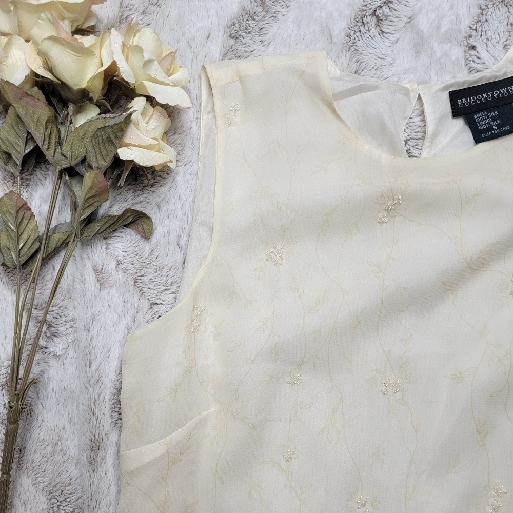 Bridgetown Collection‎ 100% Silk Beaded Embellishment Sleeveless Blouse Size S - Picture 4 of 12